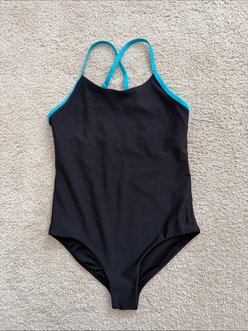 Athleta Black One-Piece Swimsuit with Teal Trim